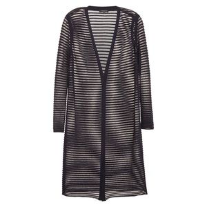 Lafayette 148 Navy Mesh Striped Cardigan XL